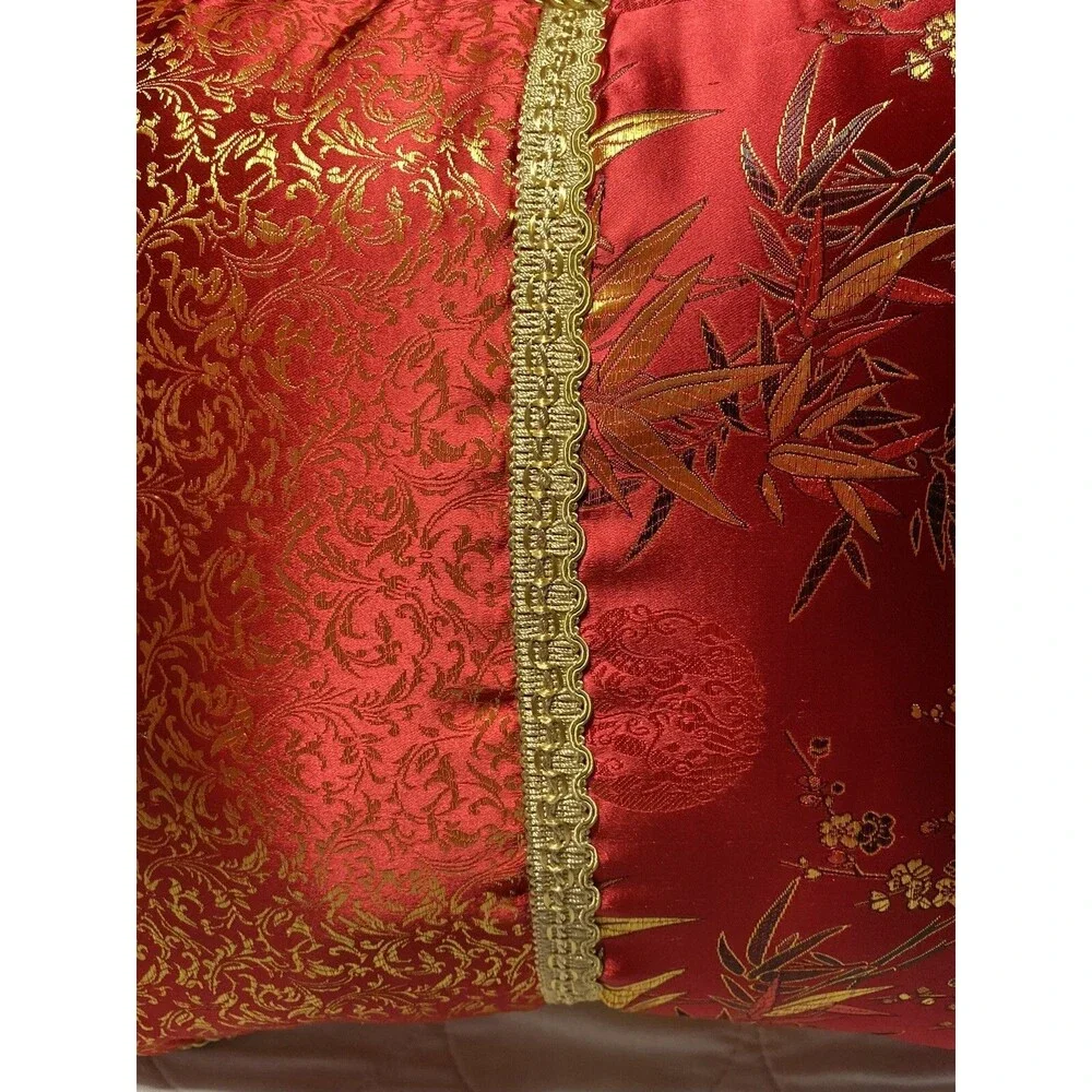 Asian style Red pillow Decorative Pillow 14.5 “ inch square - Beautiful